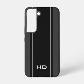 Personalized monogram elegant black stripe samsung galaxyケース (裏面)