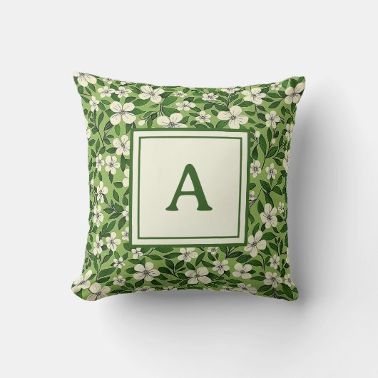 Personalized Monogram – Elegant Modern Floral  クッション (正面)