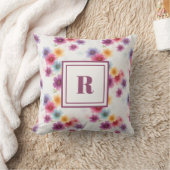 Personalized Monogram – Elegant Modern Floral  クッション (ブランケット)
