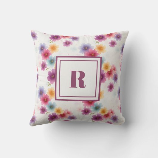 Personalized Monogram – Elegant Modern Floral クッション (裏面)