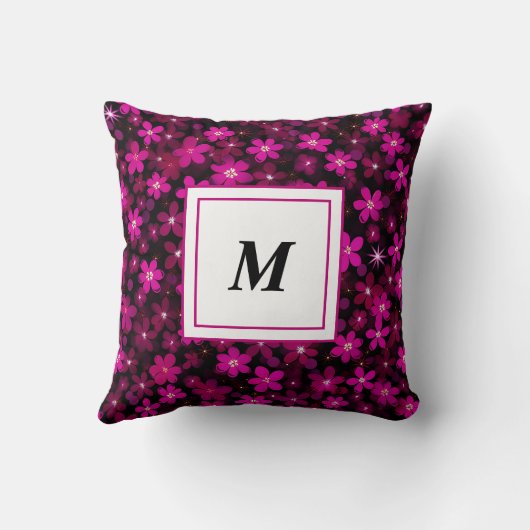 Personalized Monogram - Elegant Modern Floral クッション (裏面)