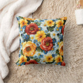 Personalized Monogram – Elegant Modern Floral クッション (ブランケット)