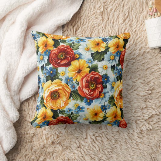 Personalized Monogram – Elegant Modern Floral クッション (ブランケット)