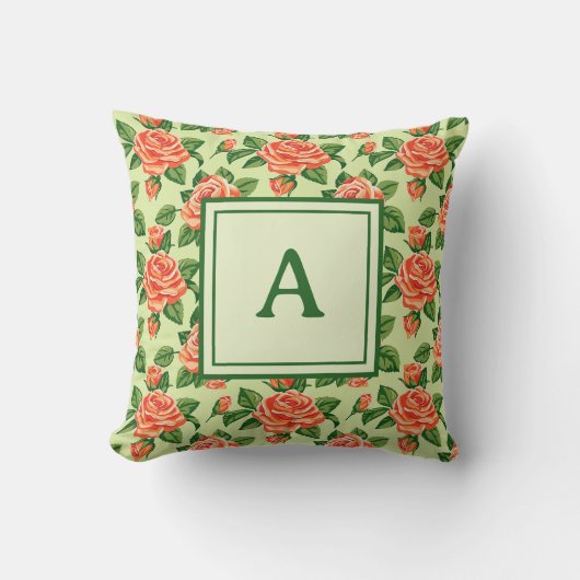 Personalized Monogram – Elegant Modern Floral  クッション (正面)