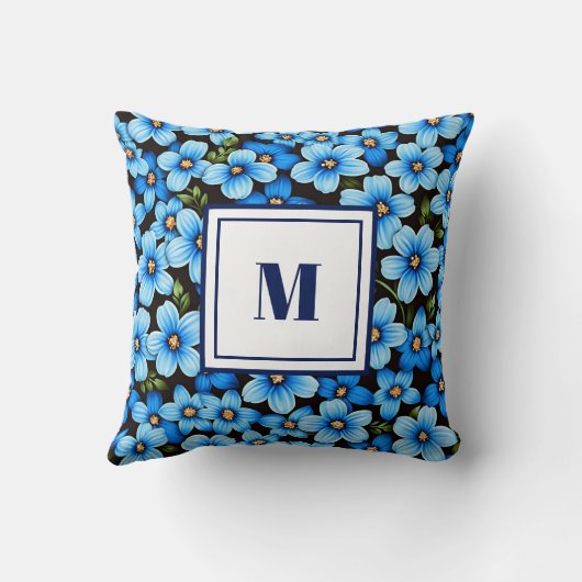 Personalized Monogram – Elegant Modern Floral クッション (裏面)