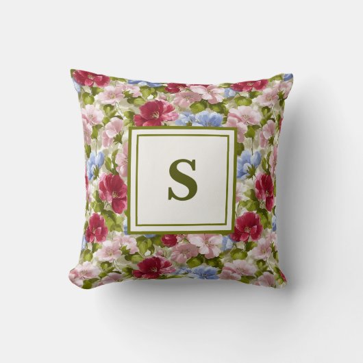 Personalized Monogram – Elegant Modern Floral クッション (正面)