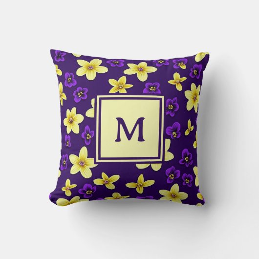 Personalized Monogram – Elegant Modern Floral クッション (正面)