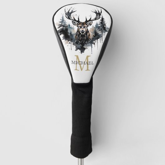 Personalized Monogram Elk Forest ゴルフヘッドカバー (正面)