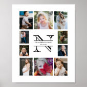 Personalized Monogram Family 10 Photo Collage ポスター (正面)