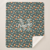 Personalized Monogram Floral Doodle Fleece Blanket シェルパブランケット (正面)