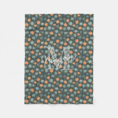 Personalized Monogram Floral Doodle Fleece Blanket フリースブランケット (正面)