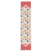 Personalized Monogram Gingerbread Cookie Christmas ショートテーブルランナー (正面)