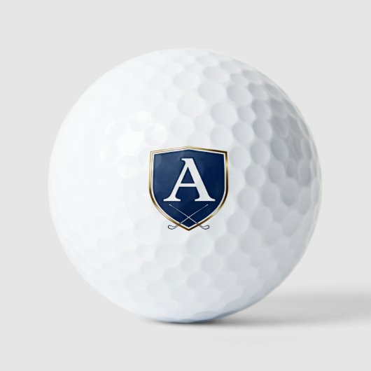 Personalized Monogram Golf Balls - Navy Blue Crest ゴルフボール (正面)