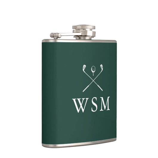 Personalized Monogram Golf Clubs Emerald Green フラスク (右)