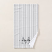 Personalized Monogram Gray & White Stripes バスタオルセット (ハンドタオル)