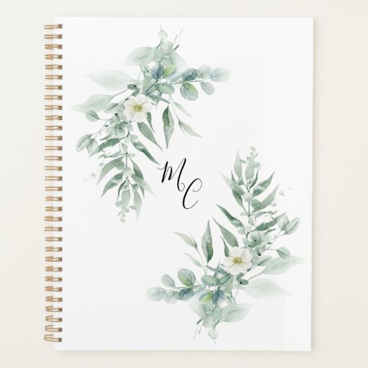 Personalized Monogram Green Foliage  プランナー手帳 (正面)