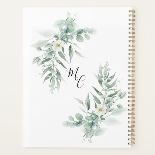 Personalized Monogram Green Foliage  プランナー手帳 (裏面)