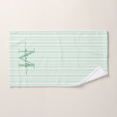 Personalized Monogram Green & White Stripes バスタオルセット (ハンドタオル)