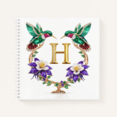 Personalized Monogram H Jeweled Hummingbird Gift ノートブック (正面)
