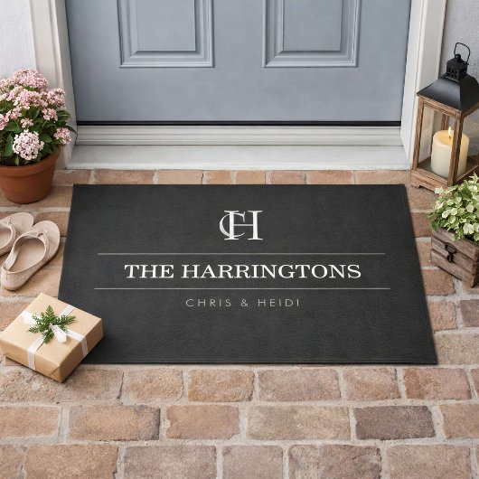 Personalized Monogram Housewarming Gift Dark Gray ドアマット