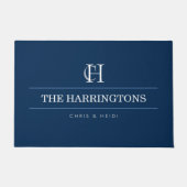 Personalized Monogram Housewarming Gift Navy Blue ドアマット (正面)