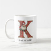 Personalized Monogram Initial K Christmas Santa  コーヒーマグカップ (左)