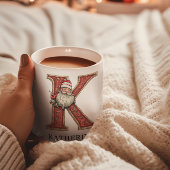 Personalized Monogram Initial K Christmas Santa  コーヒーマグカップ