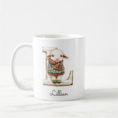 Personalized Monogram Initial L Christmas Lamb コーヒーマグカップ (左)