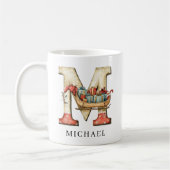 Personalized Monogram Initial M Christmas Holiday コーヒーマグカップ (左)