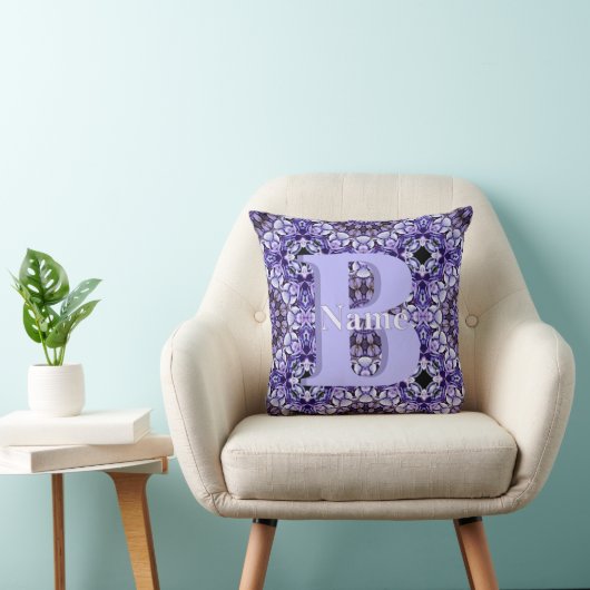Personalized Monogram Initial Name Floral Art クッション (椅子)