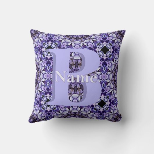 Personalized Monogram Initial Name Floral Art クッション (裏面)