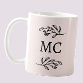 Personalized Monogram Initials Botanical Blush コーヒーマグカップ