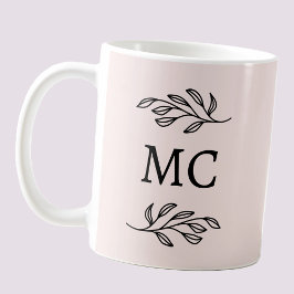 Personalized Monogram Initials Botanical Blush コーヒーマグカップ
