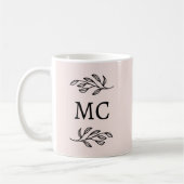 Personalized Monogram Initials Botanical Blush コーヒーマグカップ (左)