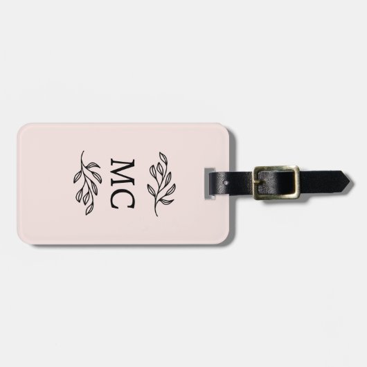 Personalized Monogram Initials Botanical Blush ラゲッジタグ (正面横)