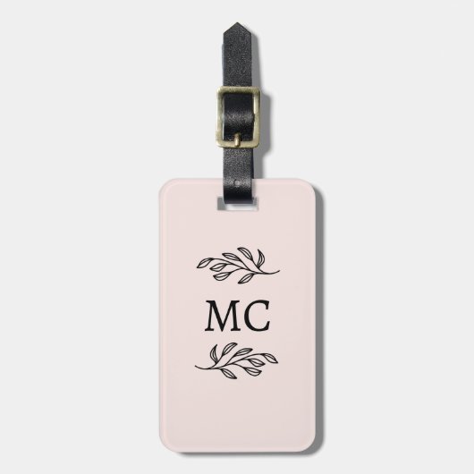 Personalized Monogram Initials Botanical Blush ラゲッジタグ (正面縦)