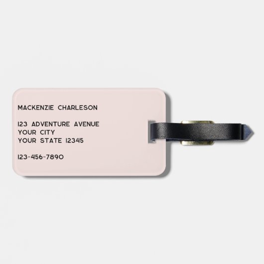 Personalized Monogram Initials Botanical Blush ラゲッジタグ (裏面横)