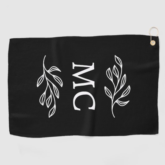 Personalized Monogram Initials Botanical Leaf ゴルフタオル (横)