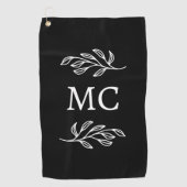 Personalized Monogram Initials Botanical Leaf ゴルフタオル (正面)