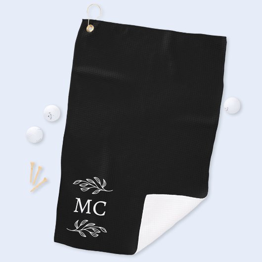 Personalized Monogram Initials Botanical Leaf ゴルフタオル