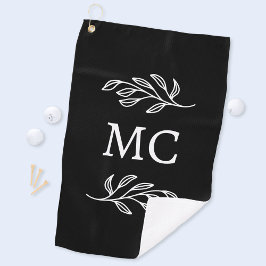 Personalized Monogram Initials Botanical Leaf ゴルフタオル