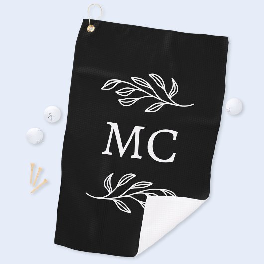 Personalized Monogram Initials Botanical Leaf ゴルフタオル