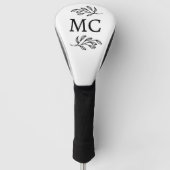 Personalized Monogram Initials Botanical Leaf ゴルフヘッドカバー (正面)