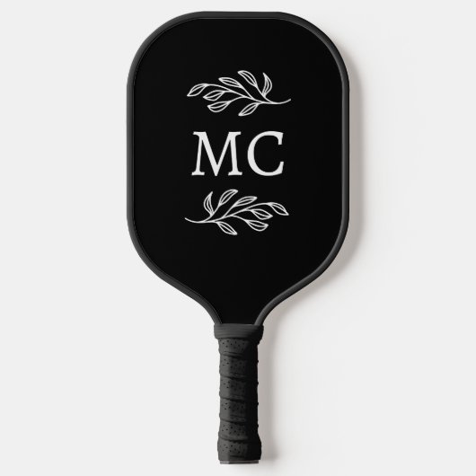 Personalized Monogram Initials Botanical Leaf ピックルボールラケット (正面)