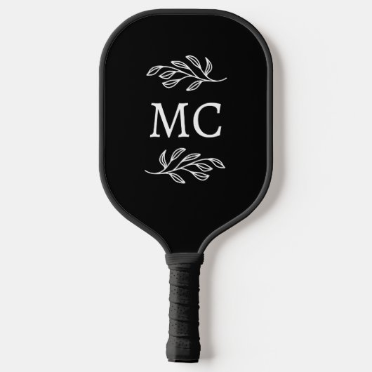 Personalized Monogram Initials Botanical Leaf ピックルボールラケット (裏面)