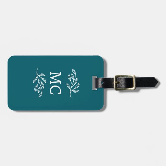 Personalized Monogram Initials Botanical Leaf ラゲッジタグ (正面横)