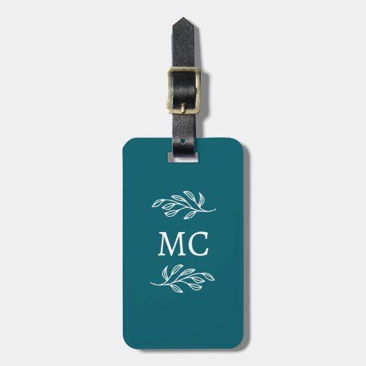 Personalized Monogram Initials Botanical Leaf ラゲッジタグ (正面縦)