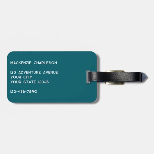 Personalized Monogram Initials Botanical Leaf ラゲッジタグ (裏面横)