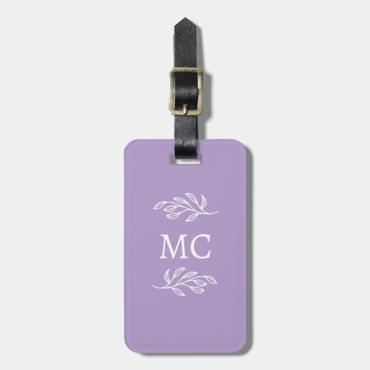 Personalized Monogram Initials Botanical Leaf ラゲッジタグ (正面縦)