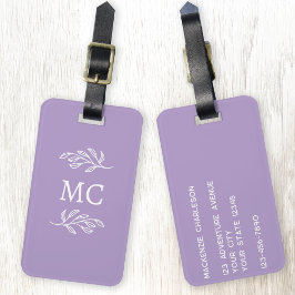 Personalized Monogram Initials Botanical Leaf ラゲッジタグ